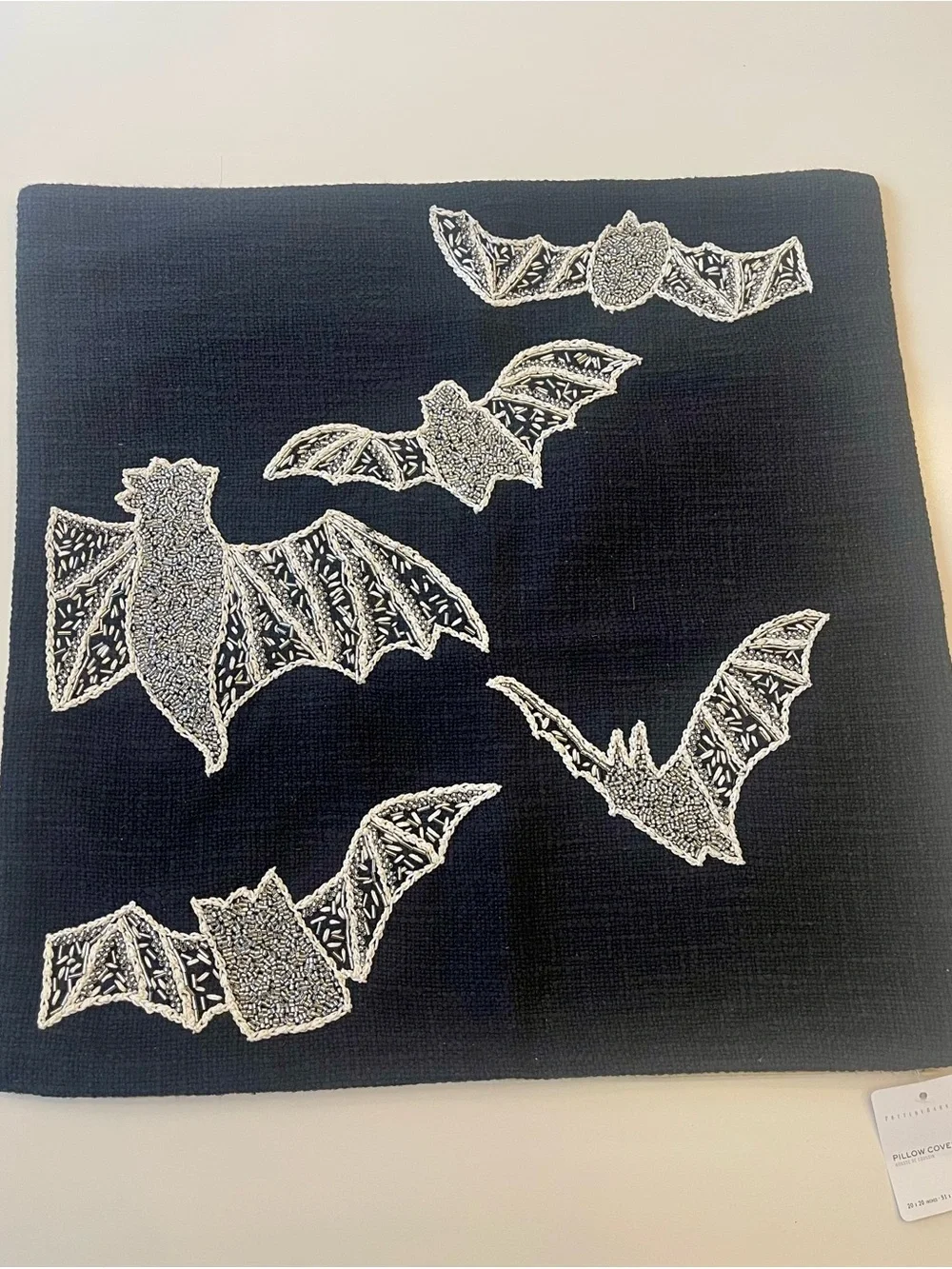 Pottery Barn Black Beaded Bat pillow covers (Set of 2) NEW